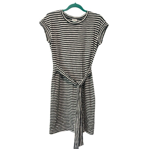 J Crew Short - Sleeve Stripped Tie - Waist T Shirt Dress Size XS Black & white - Picture 2 of 5